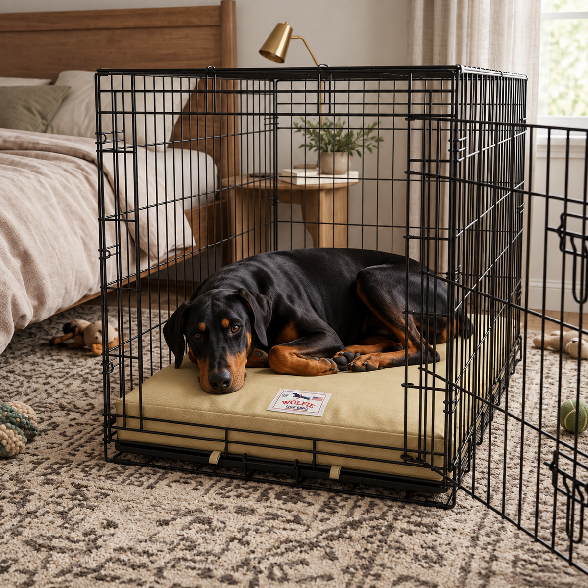 Wolfie Crate Orthopedic Dog Bed – Beige