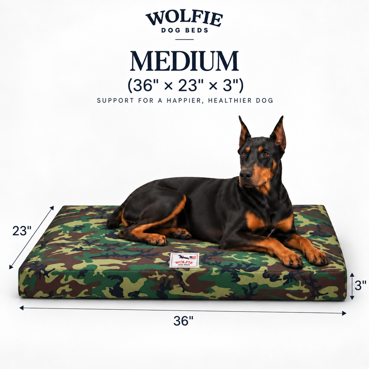 Wolfie Chew Resistant Orthopedic Dog Bed – Camo