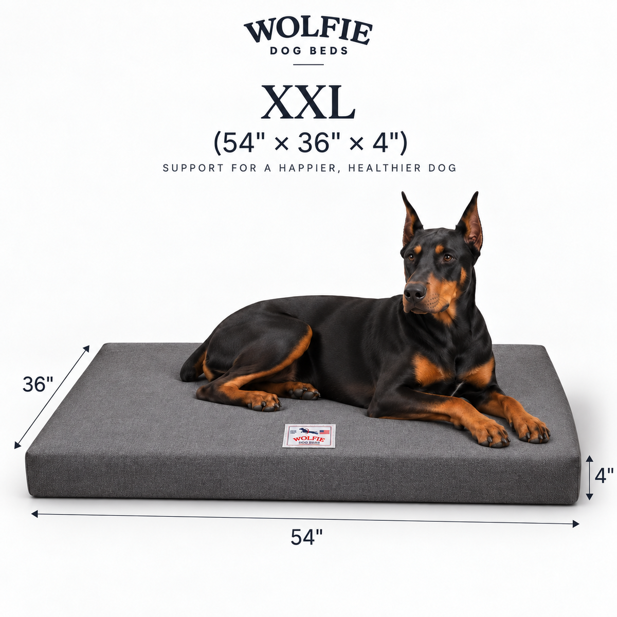 Wolfie Chew Resistant Orthopedic Dog Bed – Dark Grey