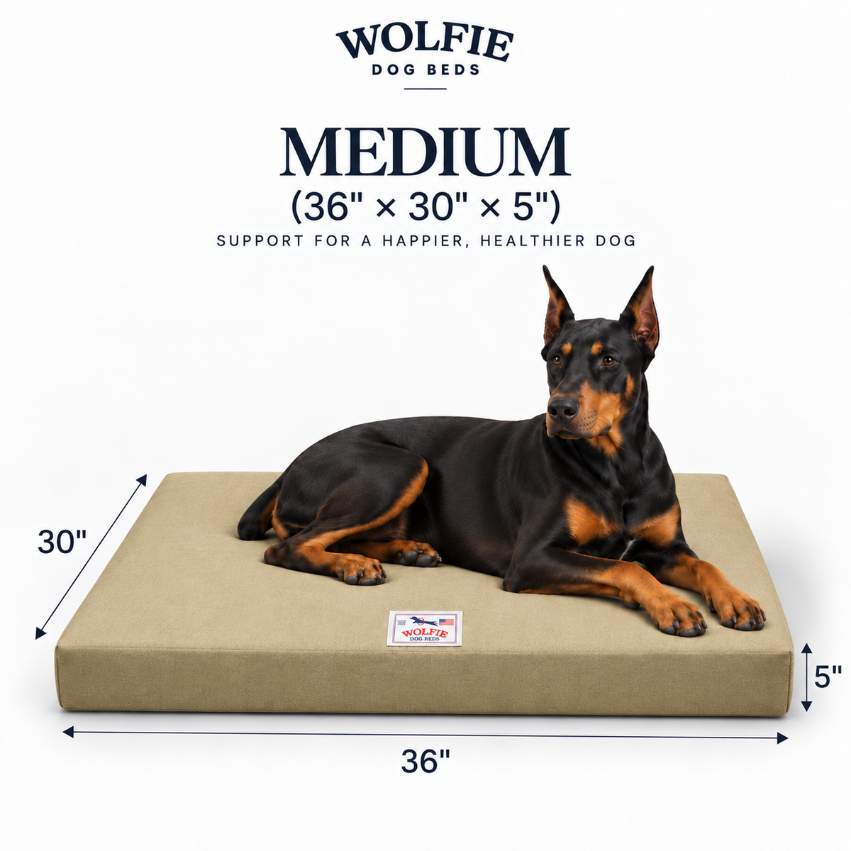Wolfie Chew Resistant Orthopedic Dog Bed – Beige