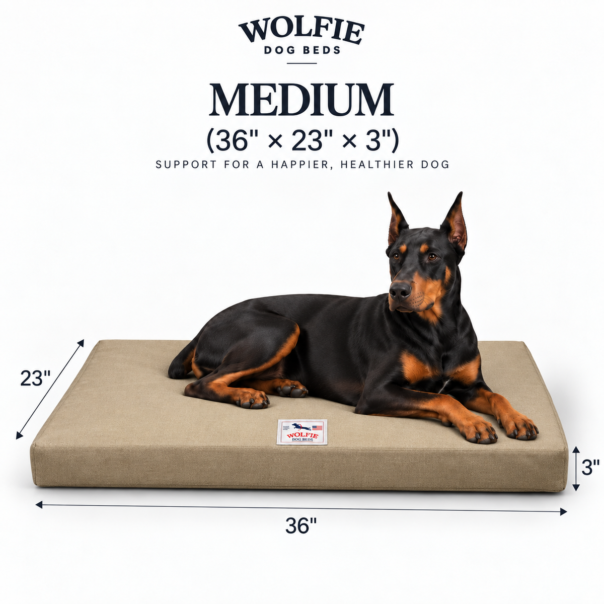 Wolfie Chew Resistant Orthopedic Dog Bed – Beige