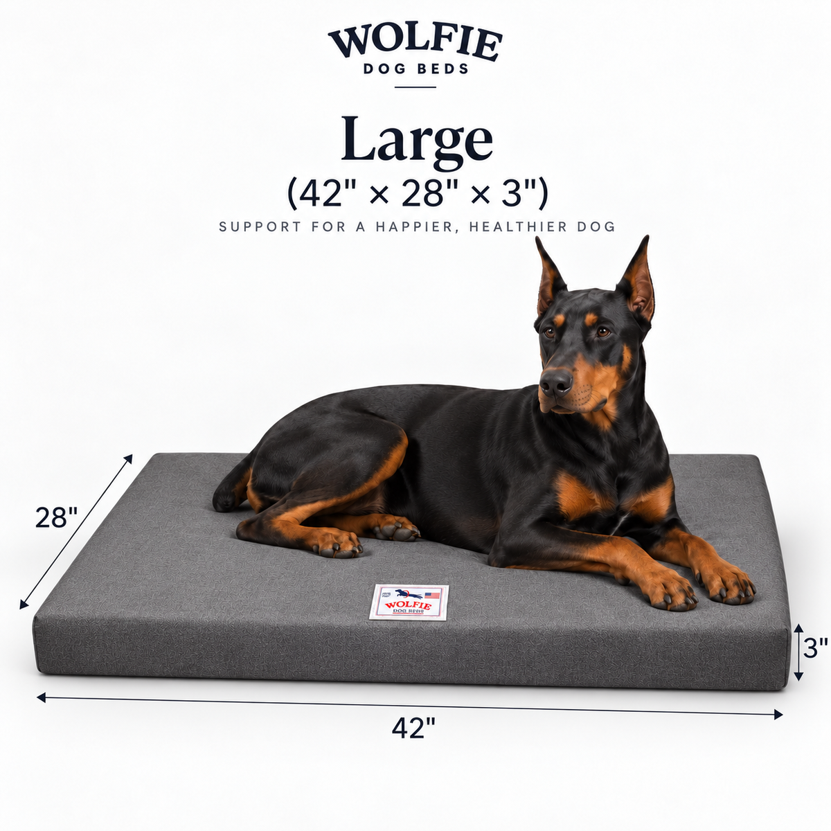 Wolfie Chew Resistant Orthopedic Dog Bed – Dark Grey