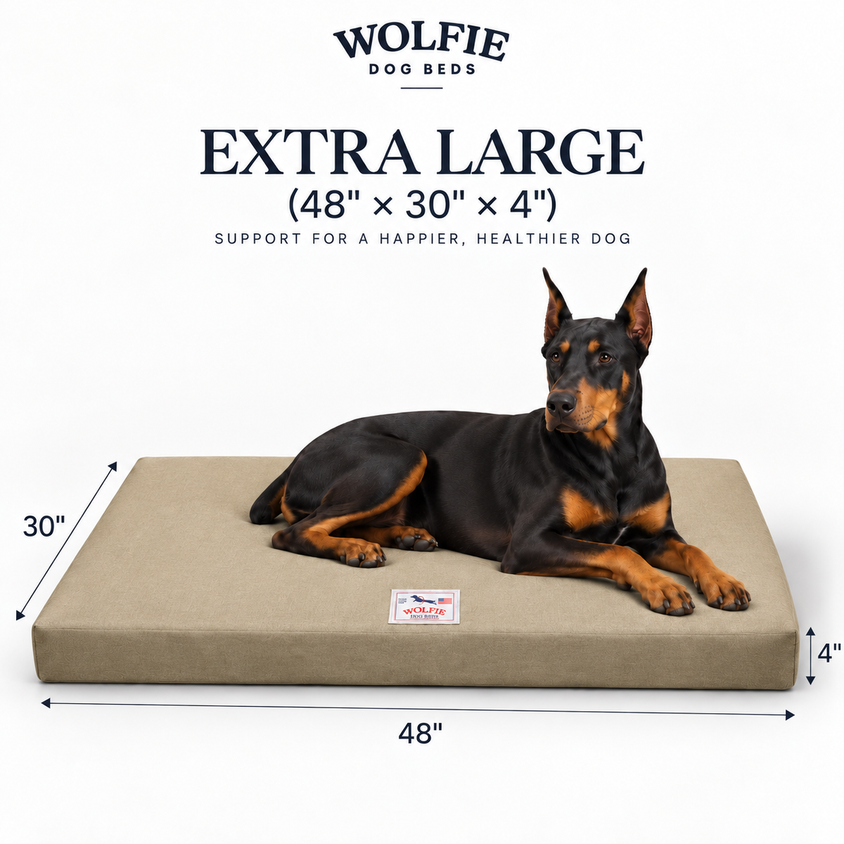 Wolfie Chew Resistant Orthopedic Dog Bed – Beige