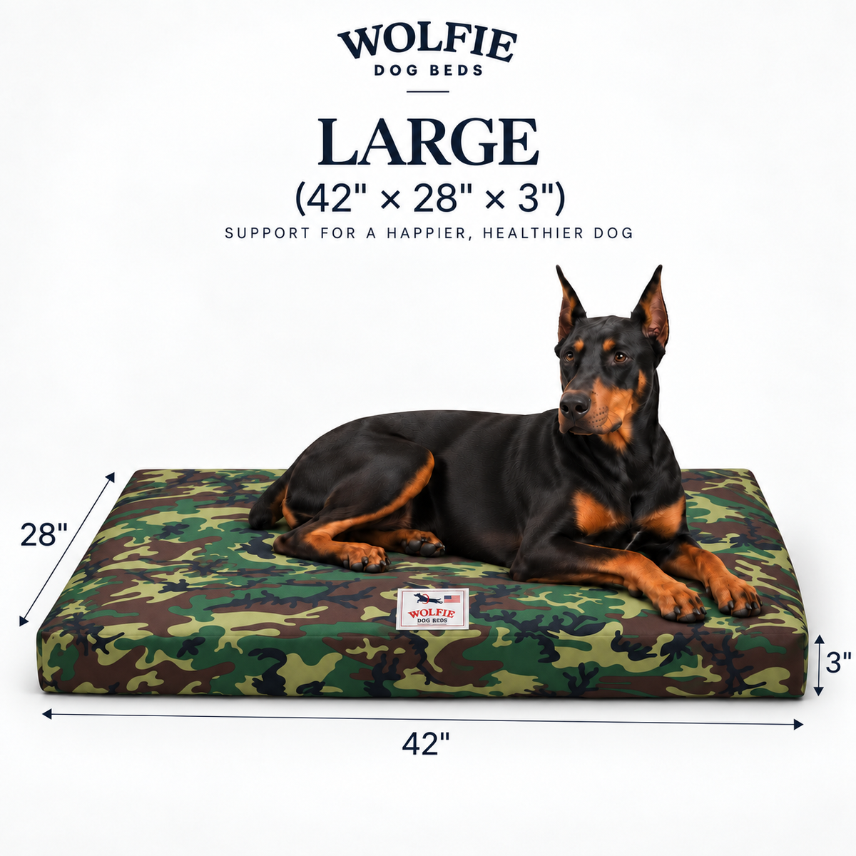 Wolfie Chew Resistant Orthopedic Dog Bed – Camo