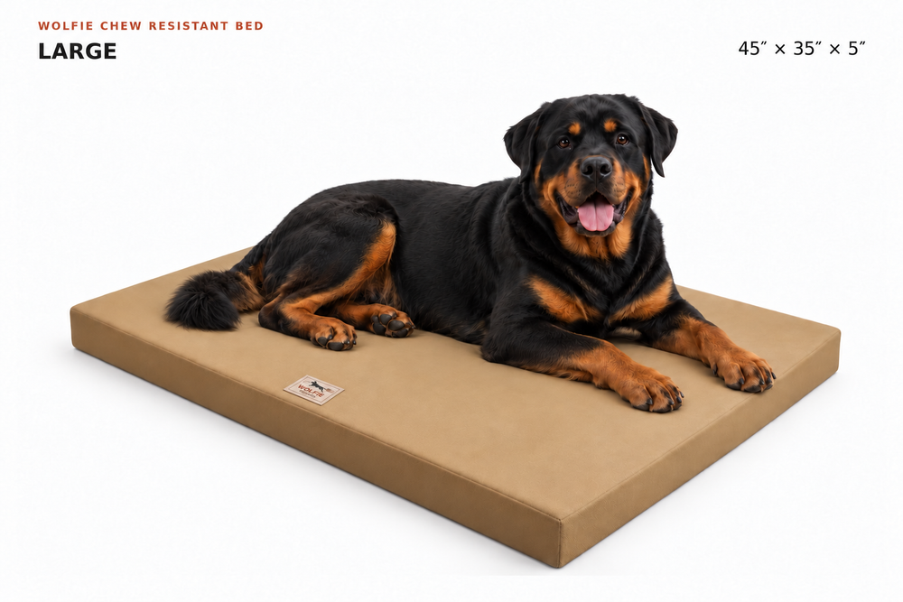 Wolfie Chew Resistant Orthopedic Dog Bed – Beige