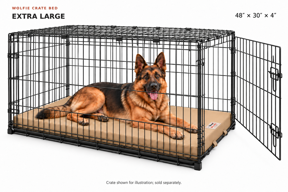 Wolfie Crate Orthopedic Dog Bed – Beige