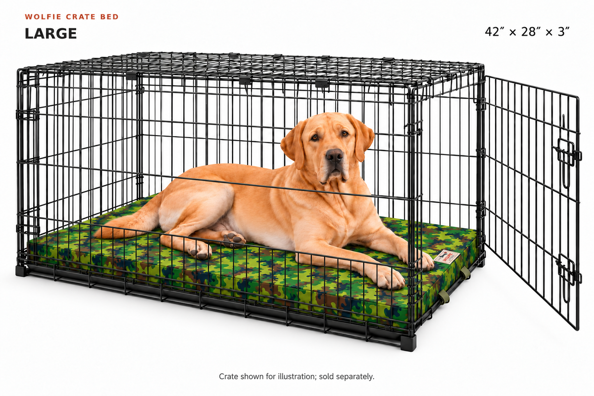 Wolfie Crate Orthopedic Dog Bed – Camo