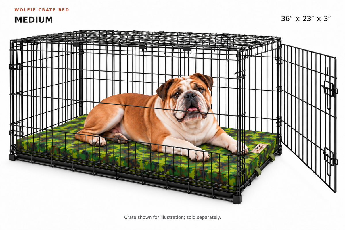 Wolfie Crate Orthopedic Dog Bed – Camo