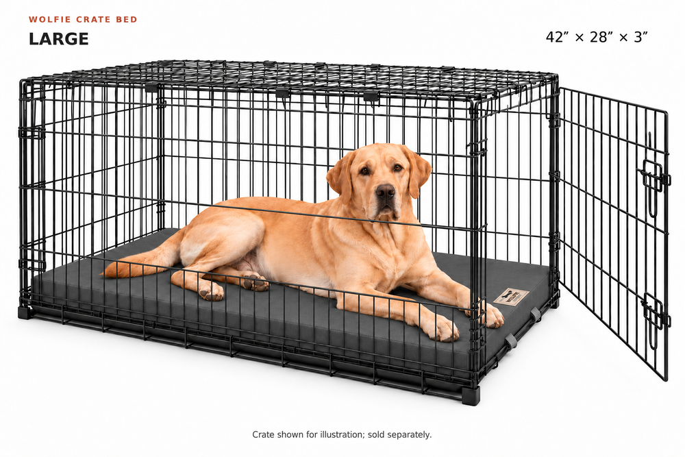 Wolfie Crate Orthopedic Dog Bed – Dark Grey