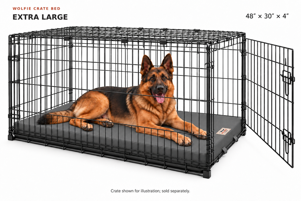 Wolfie Crate Orthopedic Dog Bed – Dark Grey